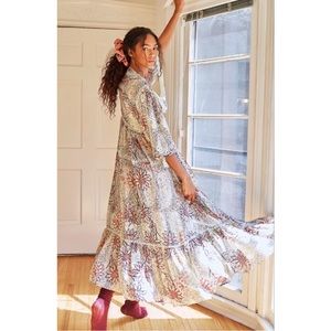 Free People Grasslands Floral Maxi Kimono Robe